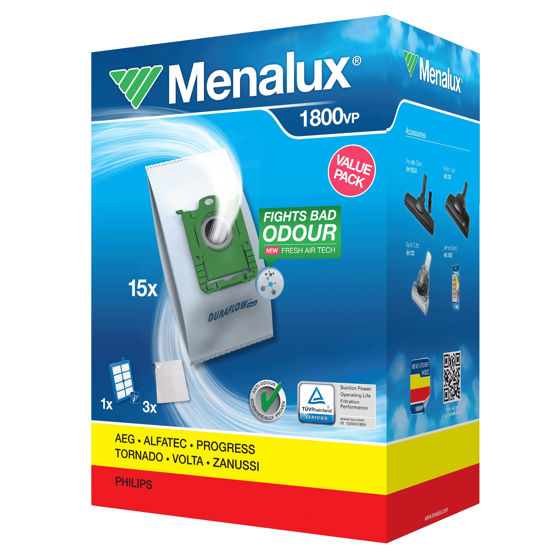 Menalux støvsugerposer og -filtre 1800VP til Electrolux/Philips thumbnail