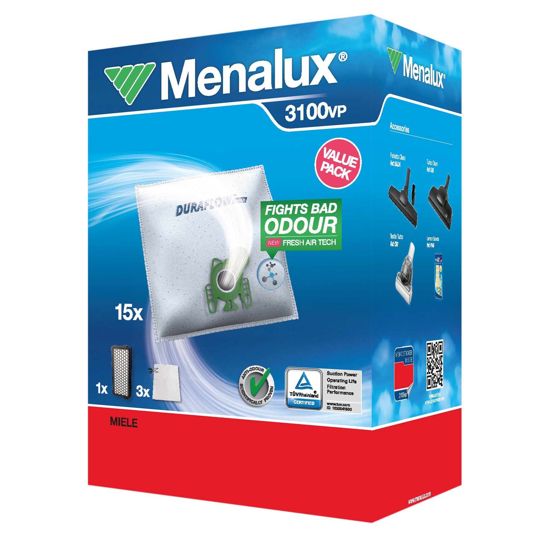 Menalux støvsugerposer 3100 - Valuepack til Miele S4/S6 serien thumbnail