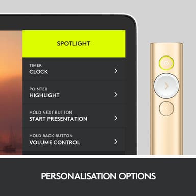 Logitech Spotlight presentation remote (guld)