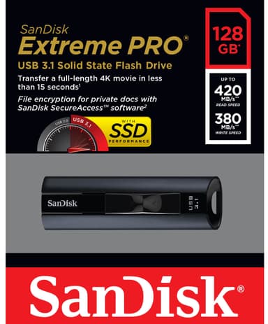 SanDisk Extreme Pro USB 3.1 USB-stik 128 GB