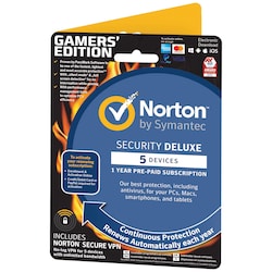 Norton Security Deluxe Gamers Edition - 5 enheder (online abonnement)