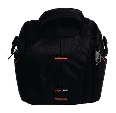Kamera skuldertaske 152x146x65mm, sort/orange
