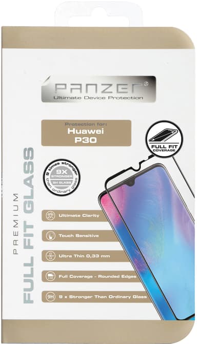Panzer Full-Fit Huawei P30 skærmbeskytter (sort)