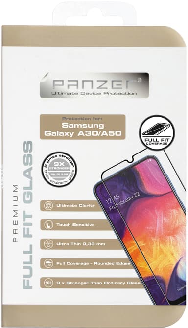 Panzer Full-Fit Samsung Galaxy A50 skærmbeskytter (sort)