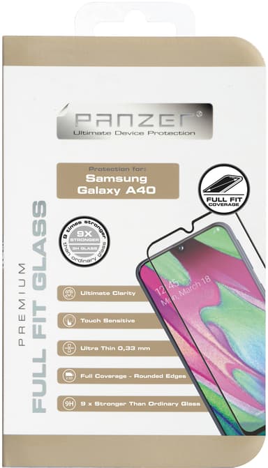 Panzer Full-Fit Samsung Galaxy A40 skærmbeskytter (sort)