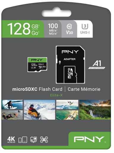 PNY Elite-X Micro SDXC U3 V30 hukommelseskort 128 GB
