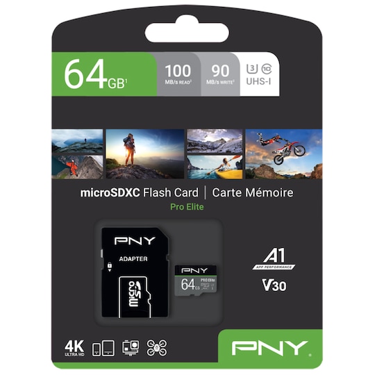 PNY PRO Elite Micro SDXC U3 V30 hukommelseskort 64 GB