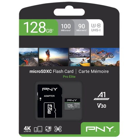 PNY PRO Elite Micro SDXC U3 V30 hukommelseskort 128 GB
