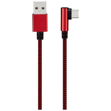 Sandstrøm flettet USB-A til USB-C kabel (rød/sort)