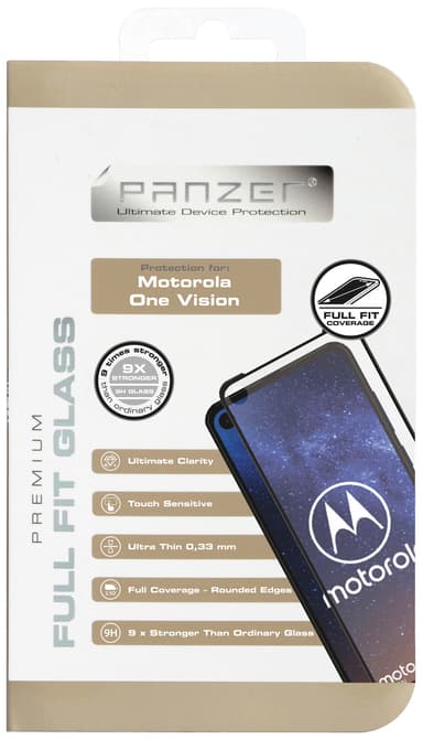 Panzer Full-Fit Motorola One Vision/One Action skærmbeskytter (sort)