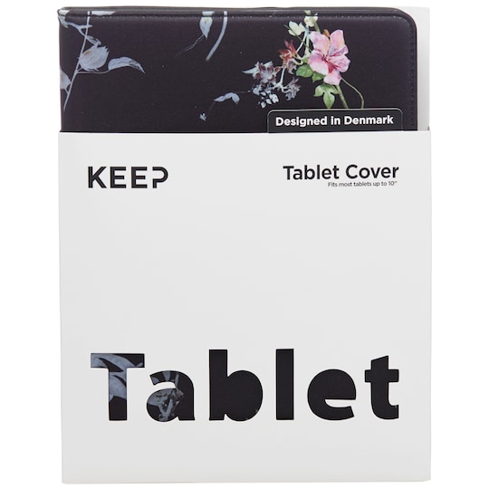 KEEP Universal tabletcover til op til 10" (black flower)