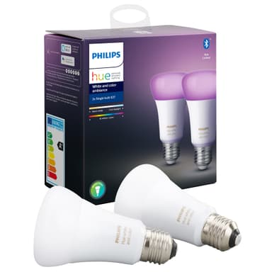 Philips Hue White and Color Ambiance LED-pære A60 E27 - 2-pak