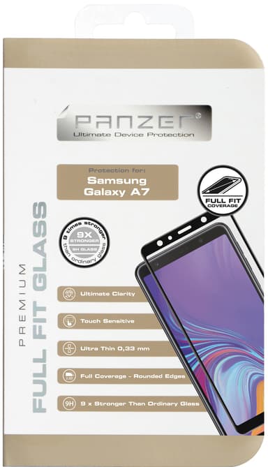 Panzer Full-Fit Samsung Galaxy A7 2018 skærmbeskytter (sort)