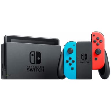 Nintendo Switch spillekonsol 2019 m. neon blå/røde Joy-Con controllers Nintendo Switch spillekonsol 2019 m. neon blå/røde Joy-Con controllers