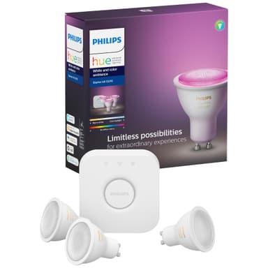 Philips Hue White and Colour Ambiance sæt (3 elpærer + Hue bro)
