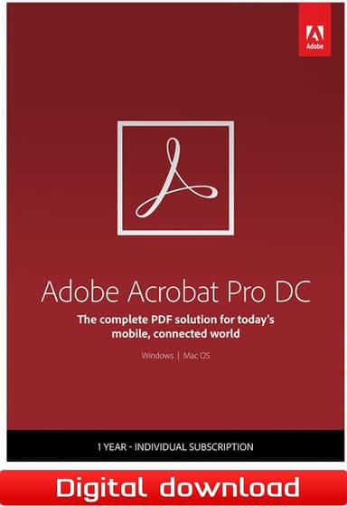 Adobe Acrobat Pro DC - 1 års abonnement - PC Windows,Mac OSX