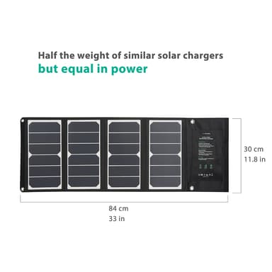RAVPower Solar Charger, 24W Solar Panel, Sort