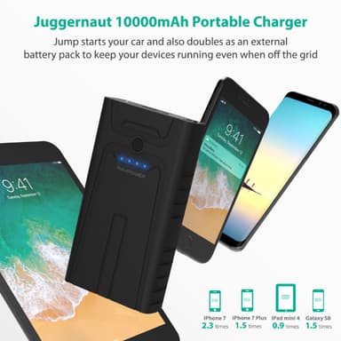 RAVPower 10000 mAh powerbank og 400A Car jump starter, Black