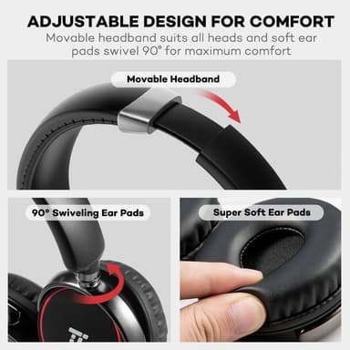 TaoTronics Over-Ear Bluetooth Headphones & 3.5mm Aux Kabel, Sort