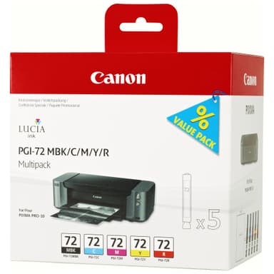 Canon Blækpatroner PGI-72 Cyan Gul Magenta Mat Sort Rød