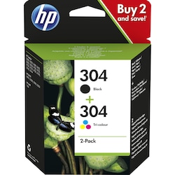 HP 304 blækpatroner sort og 3-farvet kombipakke
