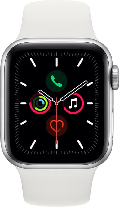 Apple Watch Series 5 40 mm (sølv aluminium/hvid sportsrem)