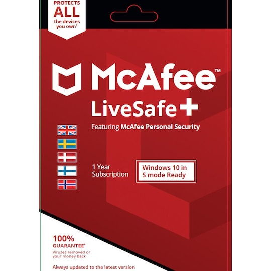 McAfee LiveSafe Plus 12M Renewal - PC Windows,Mac OSX, iOS,Android