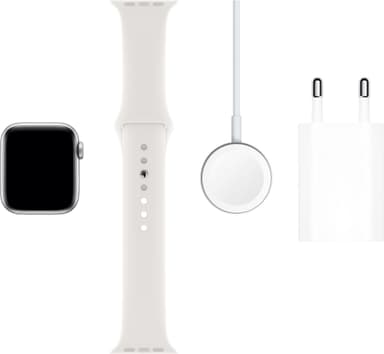 Apple Watch Series 5 40 mm (sølv aluminium/hvid sportsrem)