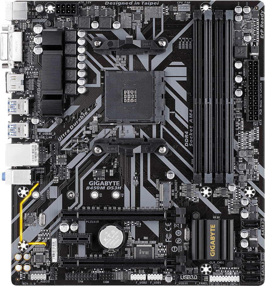Gigabyte B450M DS3H bundkort