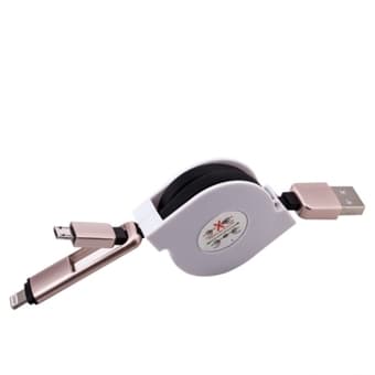 USB-kabel 2-i-1 til iPhone / Micro USB Der Kan Trækkes Ud og Som Ikke Filtrer Sammen