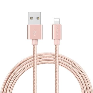 Flettet datakabel til iPhone 2 m - Rose Guld