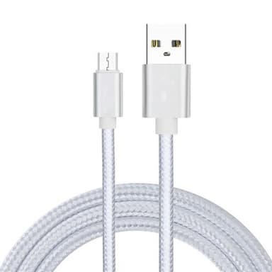 Micro USB datakabel 3 m - Sølv