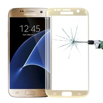 Tempereret Glas Samsung Galaxy S7 edge Buet, i Guldfarve
