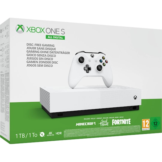 Xbox One S 1 TB All-Digital edition (hvid)