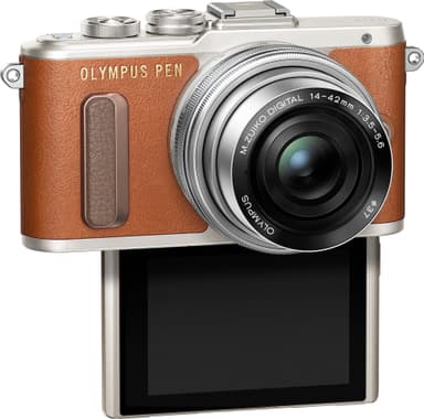 Olympus PEN E-PL8 CSC kamera + 14-42 mm pandekageobjektiv (brun)
