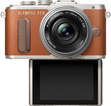 Olympus PEN E-PL8 CSC kamera + 14-42 mm pandekageobjektiv (brun)