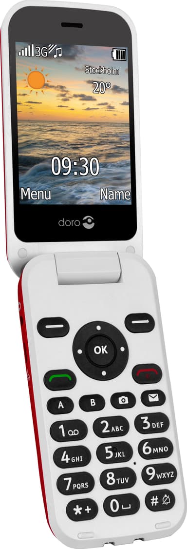 Doro 6621 mobiltelefon (rød/hvid )