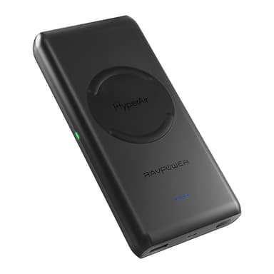 RAVPower 10400 mAh Powerbank + 10W Portable Wireless Charger, Sort