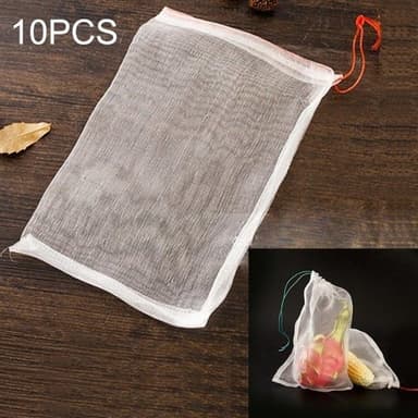 Stofposer / Finmasket Netpose til Frugt - Pakke med 10 stk. á 10 x 15 cm