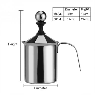 Mælkeskummer i rustfrit stål - 800 ml