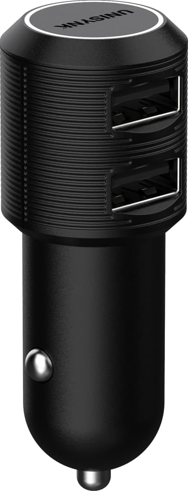 Unisynk dual USB oplader til bil 2 x 2.4 A (sort)