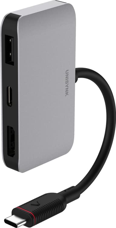 Unisynk USB-C 3 i 1 hub adapter (grå)