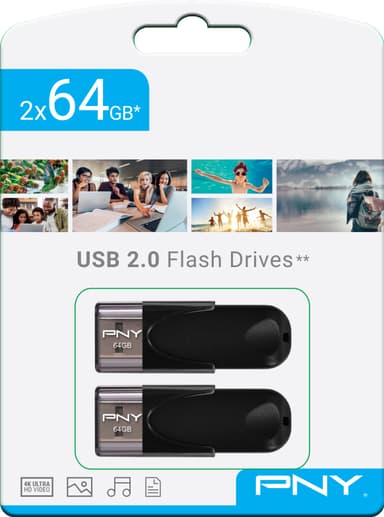 PNY Attache 4 USB 2.0 USB-stik 64 GB 2-pak