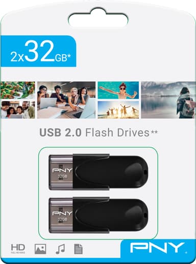 PNY Attache 4 USB 2.0 USB-stik 32 GB 2-pak