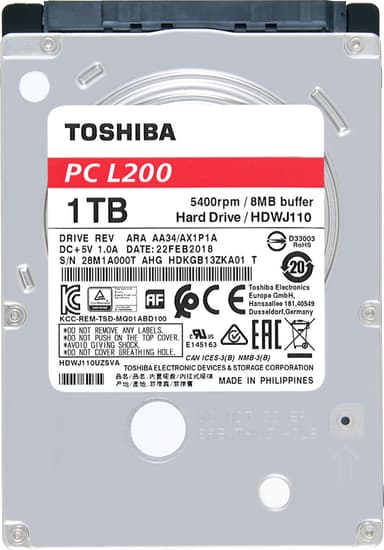 Toshiba L200 Slim Laptop intern harddisk (1 TB)