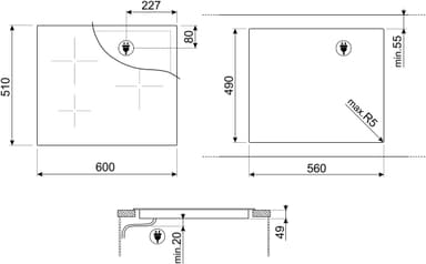 Smeg 60 cm induktionskogeplade SI2M7643B