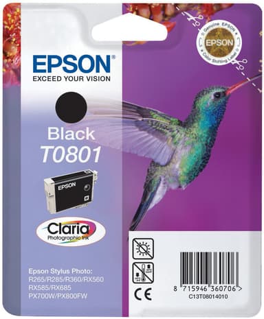 Epson Blækpatron Claria T0801 Sort