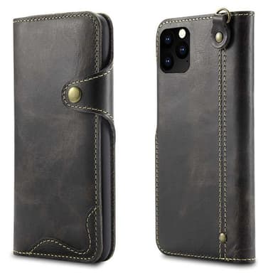 Wallet 3-kort ægte læder Apple iPhone 11 Pro Max (6,5 ")  - sort