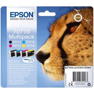 Epson blækpatroner T071 Cyan Magenta Gul Sort DuraBrite Ultra