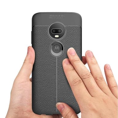 Lædermønstret silicone cover Motorola Moto G7 (XT1962)  - blå